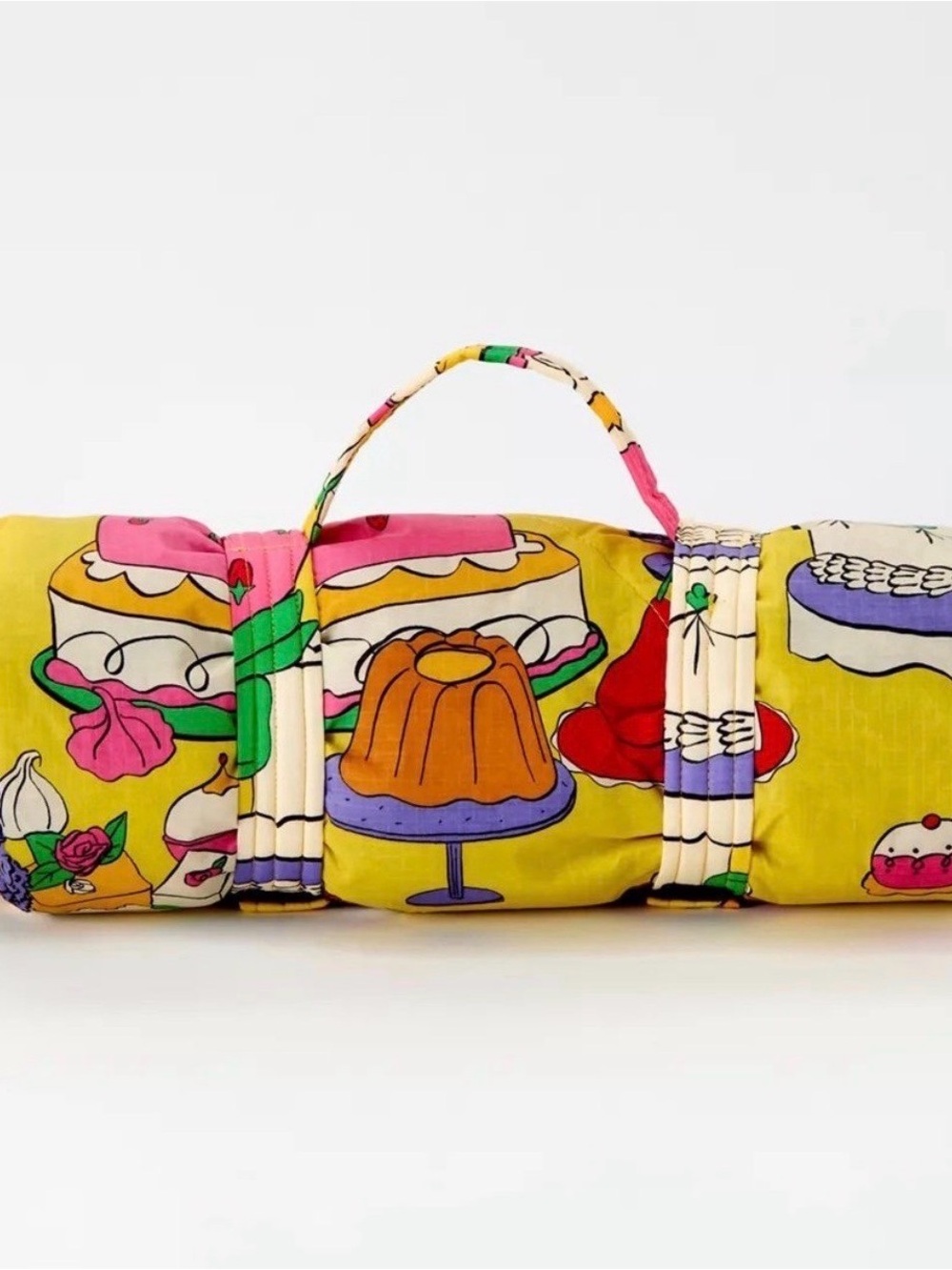 BAGGU Yellow Multi Dessert-Print Roll-Up Tote